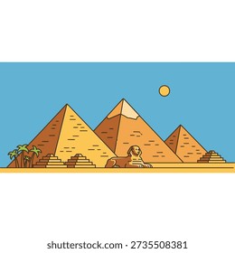 Pyramids of Egypt icon flat vector design.