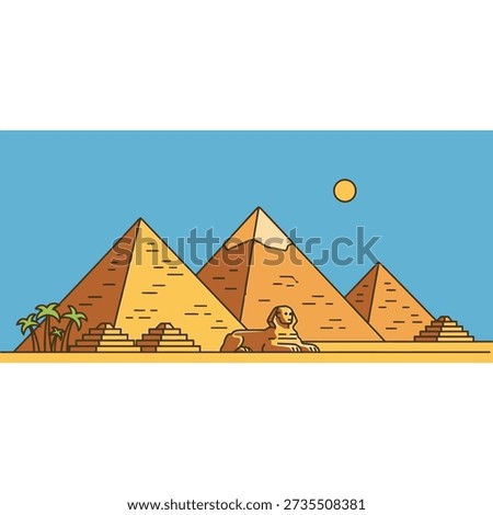 Pyramids of Egypt icon flat vector design.