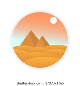 Pyramids of Egypt landscape. Landscape circle illustration. Vector. 