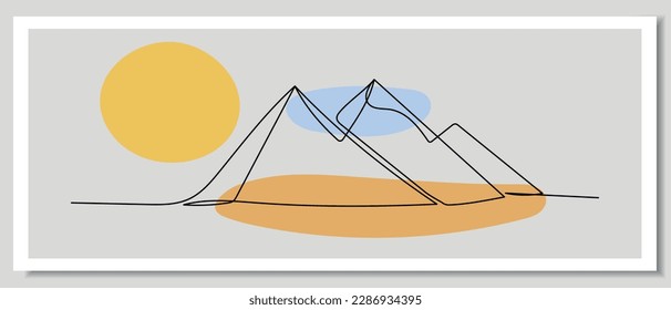 Pyramids of Egypt in one line technique. Pyramids of Egypt poster.