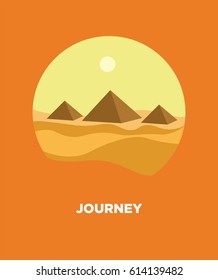 Pyramids in Egyptian desert landscape vector icon for travel journey