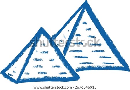 Pyramids Egyptian Icon Crayon Chalk Drawing Vector