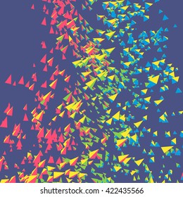 Pyramids in Empty Space. Chaotic Particles. Abstract Dynamic Background. Science and Connection Concept. Futuristic Design. Vector Illustration. 