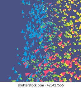 Pyramids in Empty Space. Chaotic Particles. Abstract Dynamic Background. Science and Connection Concept. Futuristic Design. Vector Illustration. 