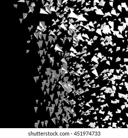 Pyramids in Empty Space. Chaotic Particles. Abstract Dynamic Background. Science and Connection Concept. Futuristic Design. Vector Illustration. 