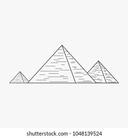 Pyramids flat black outline design icon.