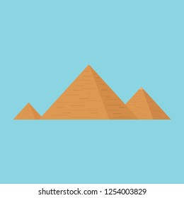 Pyramids flat design icon with blue background.