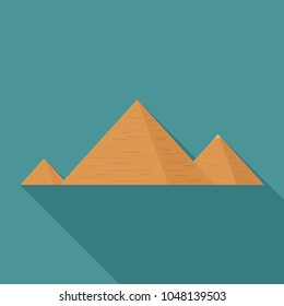 Pyramids flat long shadow design icon.