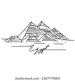 Pyramids of Giza. Egypt continuous line drawing