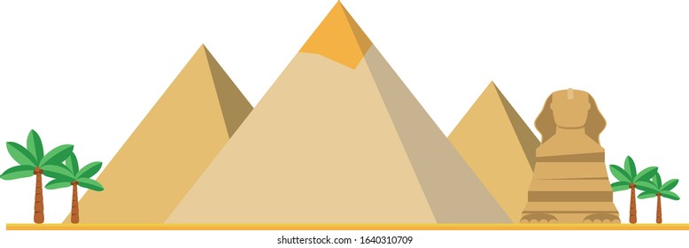 The Pyramids of Giza (Egypt). Isolated on white background vector illustration.