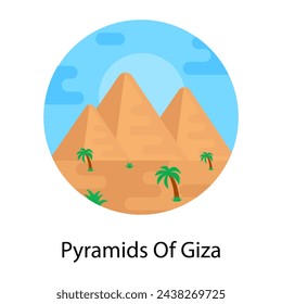 Pirámides de Giza en icono plano redondeado