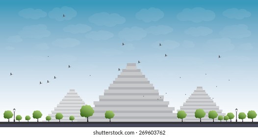 Pyramids in Giza Vector illustration in flat style