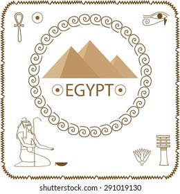 Pyramids, hieroglyphics, Egypt, destination, travel, urban landscape, typography- vector illustration