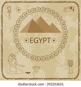 Pyramids, hieroglyphics, Egypt, destination, travel, urban landscape, typography, grunge background