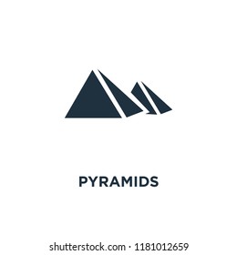 Pyramids icon. Black filled vector illustration. Pyramids symbol on white background. Can be used in web and mobile.