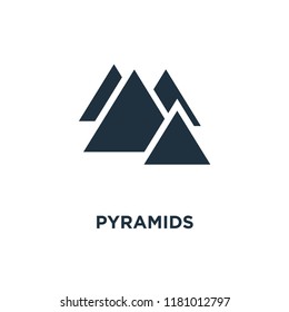Pyramids icon. Black filled vector illustration. Pyramids symbol on white background. Can be used in web and mobile.