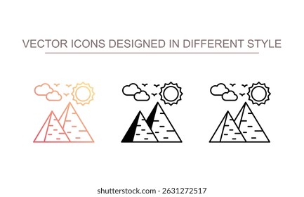 Projeto de ícone de pirâmides com fundo branco ilustração de stock