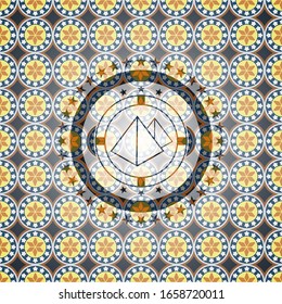 pyramids icon inside arabesque badge. arabic decoration.