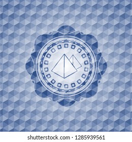 pyramids icon inside blue hexagon badge.