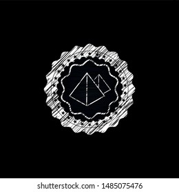 pyramids icon inside chalkboard emblem