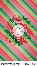 pyramids icon inside christmas colors emblem.