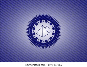 pyramids icon inside emblem with jean texture