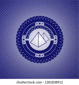 pyramids icon inside emblem with jean texture