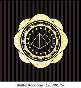 pyramids icon inside gold badge or emblem