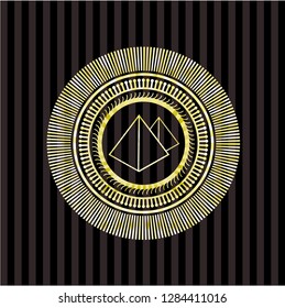 pyramids icon inside gold emblem or badge