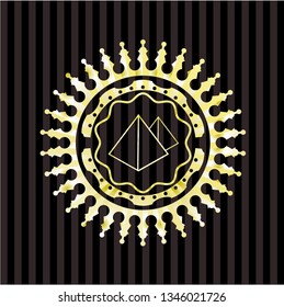 pyramids icon inside gold emblem or badge