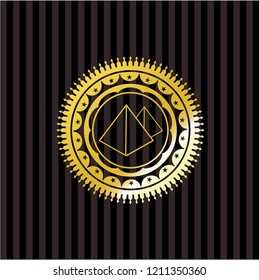 pyramids icon inside gold shiny badge