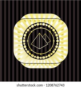 pyramids icon inside golden emblem