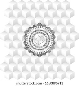 Pyramiden-Symbol auf grauem Hintergrund mit geometrisch-weißem Hintergrund