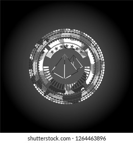 pyramids icon inside grey camouflaged emblem