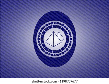 pyramids icon inside jean background