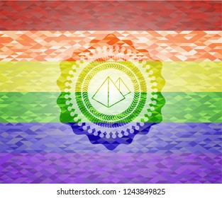 pyramids icon inside lgbt colors emblem 