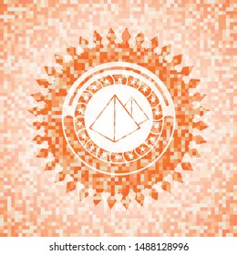 pyramids icon inside orange mosaic emblem