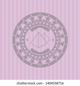 pyramids icon inside pink emblem. Vintage.
