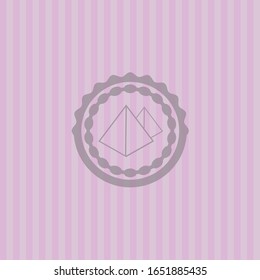 pyramids icon inside pink emblem. Vintage.