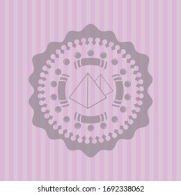 pyramids icon inside pink emblem. Retro