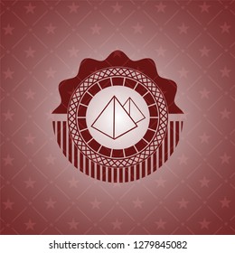pyramids icon inside realistic red emblem