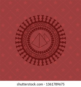 pyramids icon inside red emblem. Retro