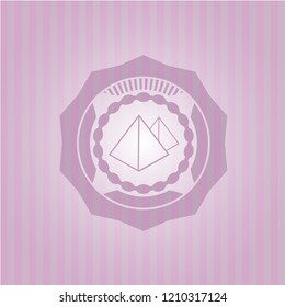 pyramids icon inside retro pink emblem