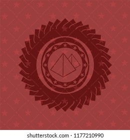 pyramids icon inside retro red emblem