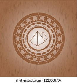 pyramids icon inside retro style wooden emblem