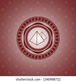 pyramids icon inside retro style red emblem
