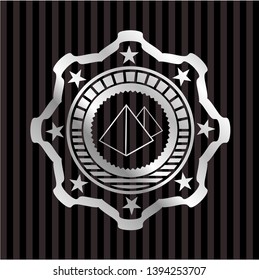 pyramids icon inside silver shiny badge