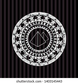 pyramids icon inside silver shiny badge