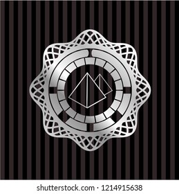 pyramids icon inside silvery badge