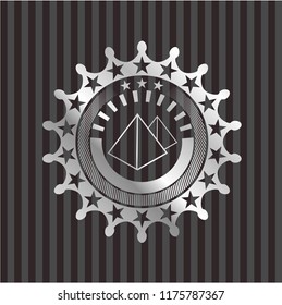 pyramids icon inside silvery shiny badge